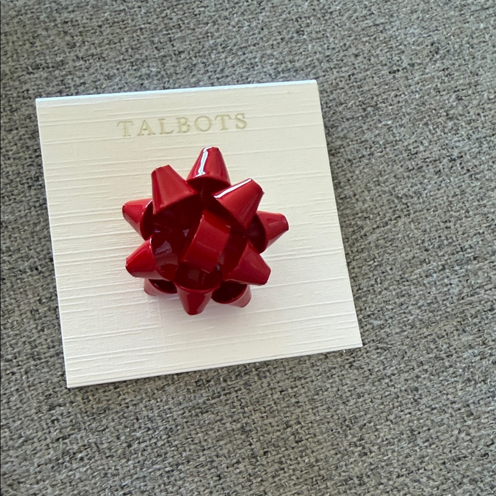 Talbots Vibrant Red Gift Bow Brooch